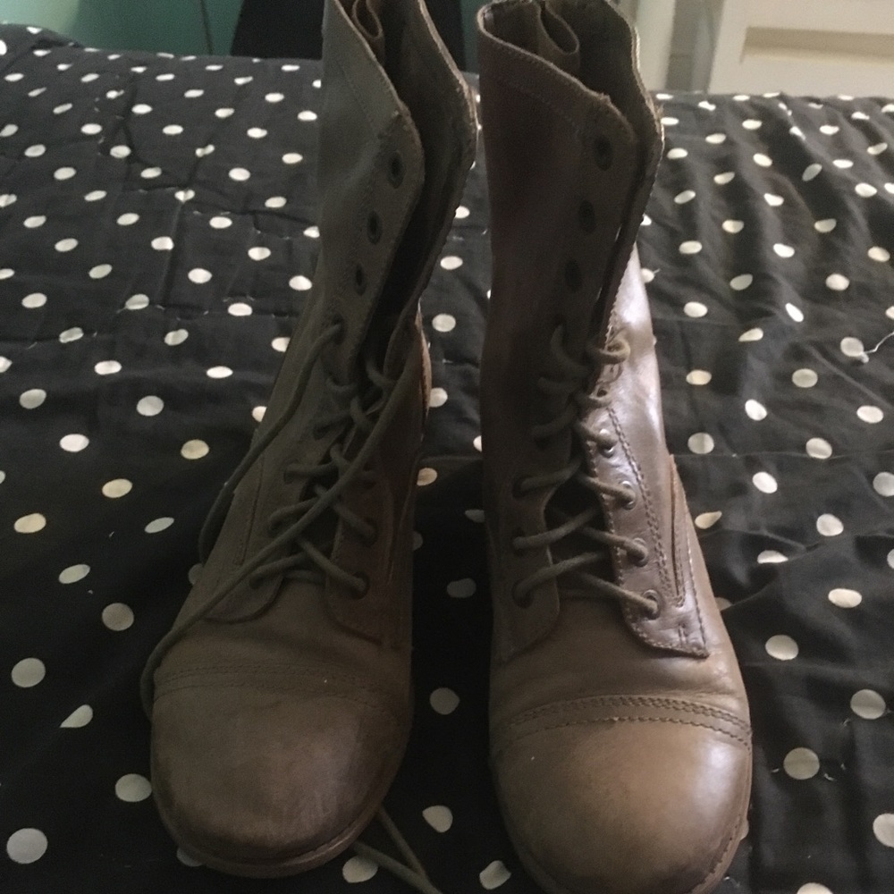 tan leather combat boots
